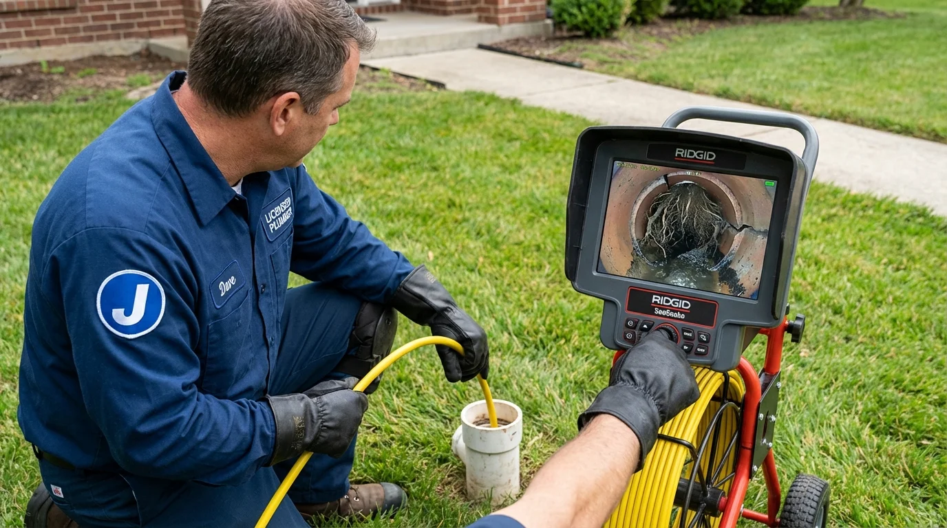 Sewer camera inspection being performed by Johns Plumbing LLC in Hartland