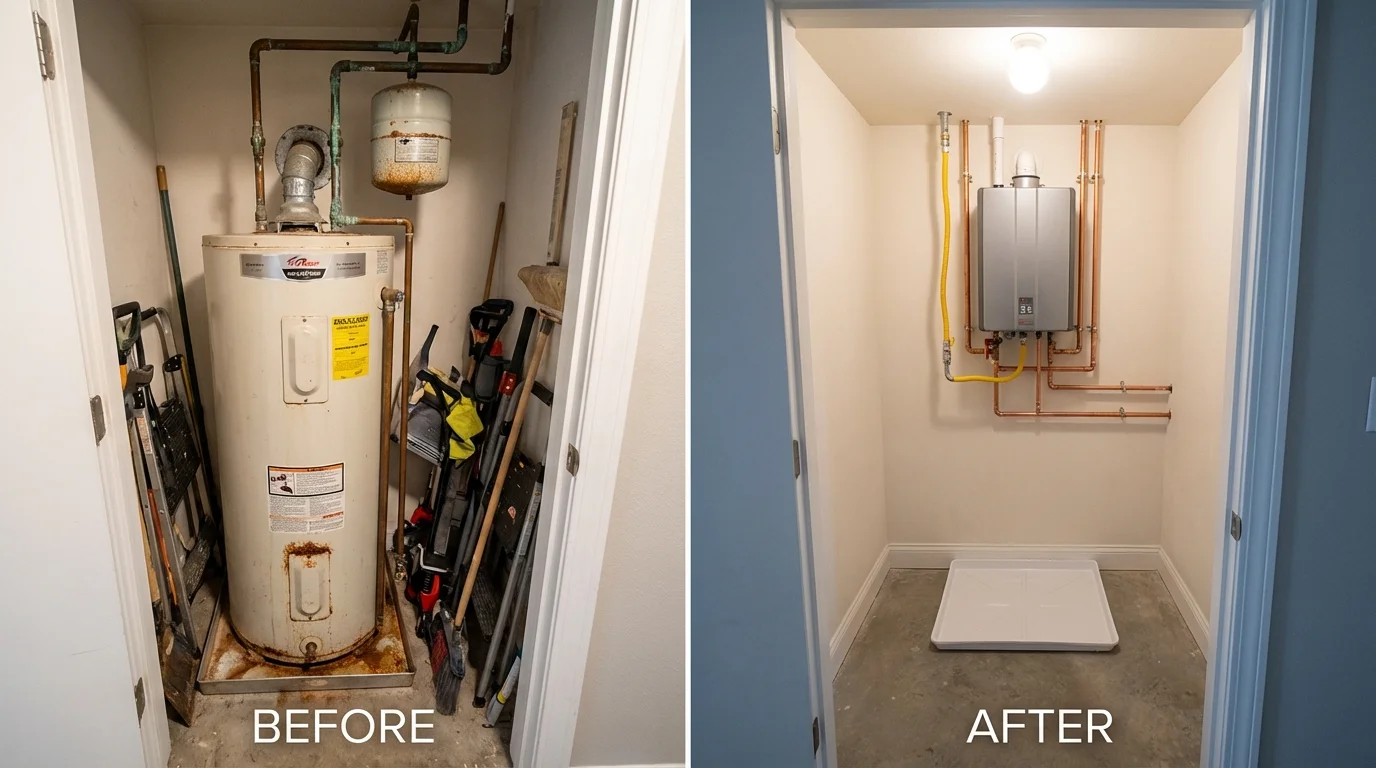 Tank water heater versus wall-mounted tankless unit comparison for Hartland, WI homeowners